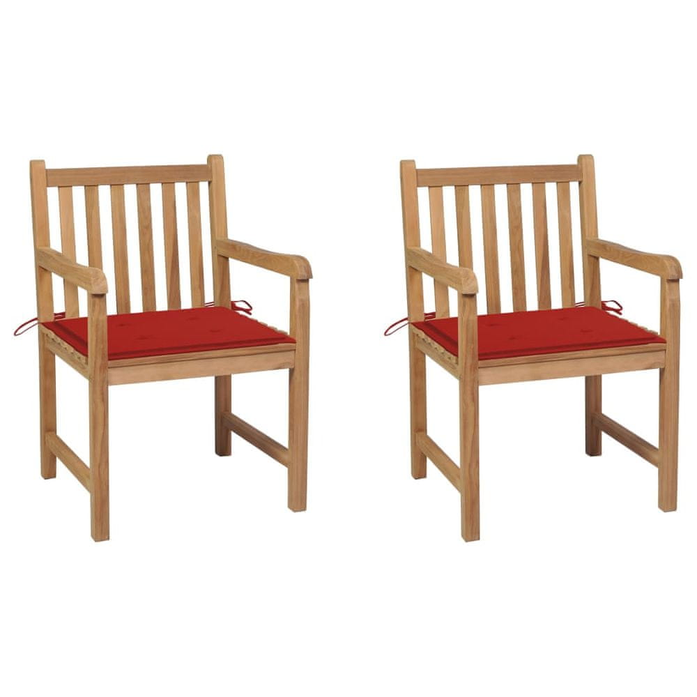 Petromila vidaXL Záhradné stoličky 2 ks červené podložky teakový masív
